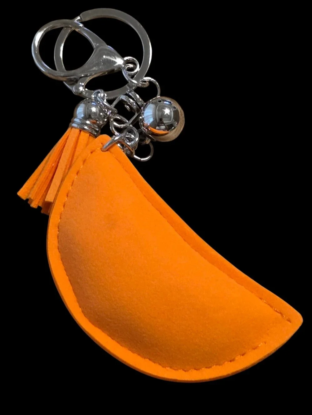Orange Crystal Citrus Bag Charm Keychain with Tassel